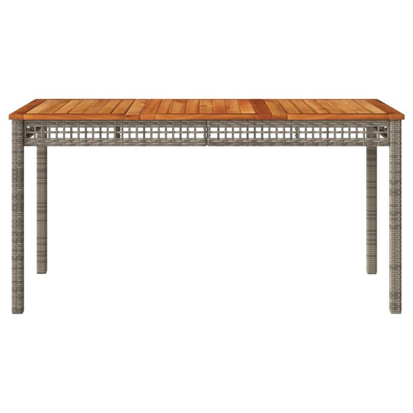 vidaXL Table de jardin gris 140x80x75 cm r&eacute;sine tress&eacute;e et bois acacia