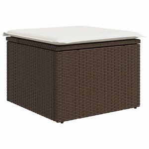 vidaXL Tabouret de jardin avec coussin brun 55x55x37 cm r&eacute;sine tress&eacute;e