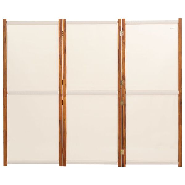 vidaXL Cloison de séparation 3 panneaux Blanc crème 210x180 cm