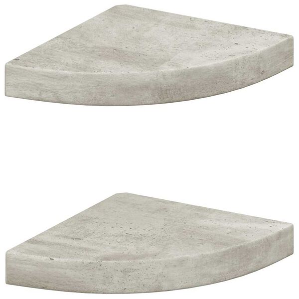 vidaXL &Eacute;tag&egrave;res d'angle murales 2 pcs Gris b&eacute;ton 25x25x3,8 cm MDF