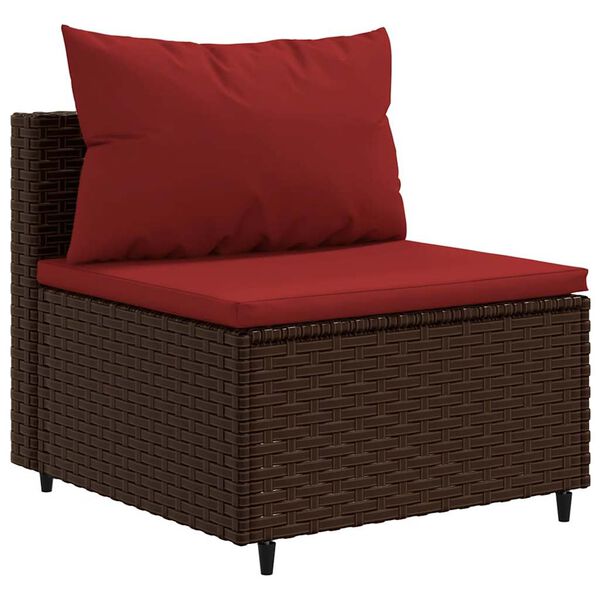 vidaXL Salon de jardin 4 pcs avec coussins marron r&eacute;sine tress&eacute;e