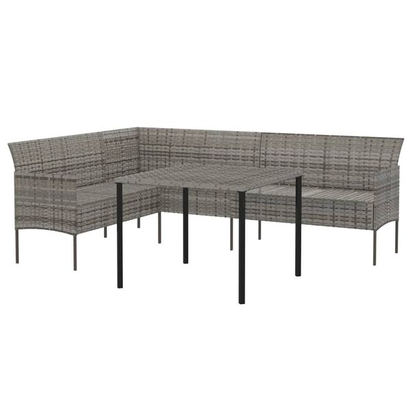 vidaXL Ensemble &agrave; manger de jardin et coussins 2 pcs gris rotin