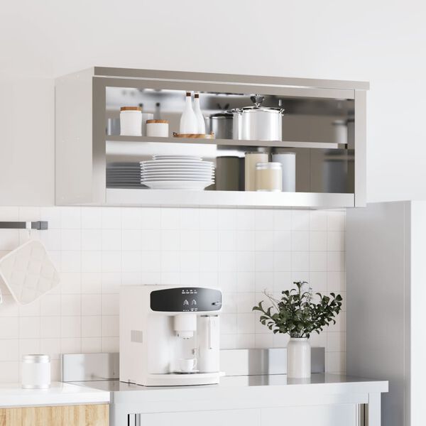 vidaXL Armoire murale de cuisine avec &eacute;tag&egrave;re acier inoxydable