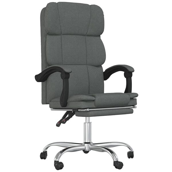 vidaXL Fauteuil inclinable de bureau gris foncé tissu