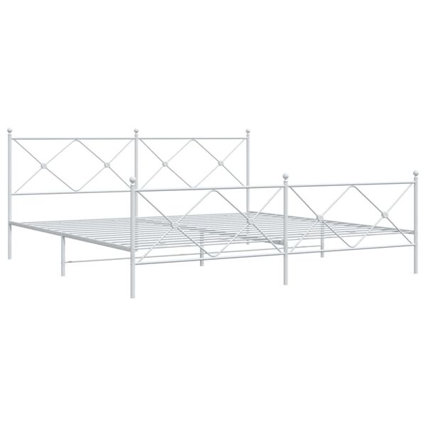 vidaXL Cadre de lit métal sans matelas et pied de lit blanc 193x203 cm