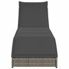 vidaXL Chaise longue pliante coussin et rangement gris r&eacute;sine tress&eacute;e
