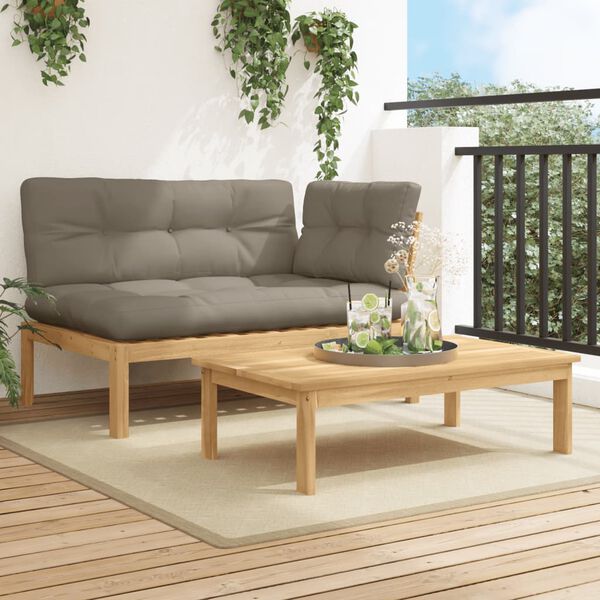 vidaXL Salon palette de jardin avec coussins 2pcs bois d'acacia massif