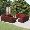 vidaXL Salon de jardin 13 pcs avec coussins R&eacute;sine tress&eacute;e Marron