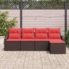 vidaXL Ensemble de Canap&eacute;s avec coussin 5 pcs Marron polyrotin