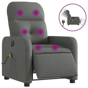 vidaXL Fauteuil inclinable de massage &eacute;lectrique gris fonc&eacute; tissu