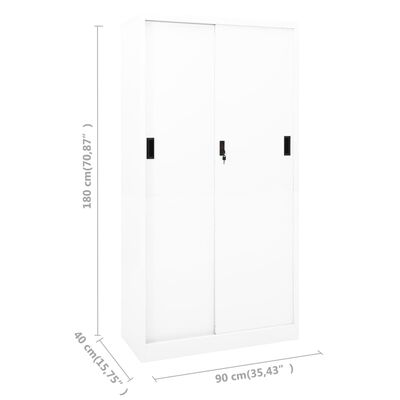 vidaXL Armoire de bureau et porte coulissante Blanc 90x40x180 cm Acier