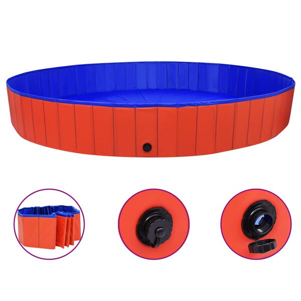 vidaXL Piscine pliable pour chiens Rouge 300x40 cm PVC