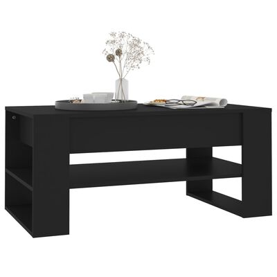 vidaXL Table basse noir 102x55x45 cm bois d'ingénierie