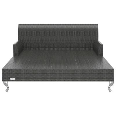 vidaXL Chaise longue à 2 places avec coussins Résine tressée Noir