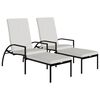vidaXL Chaises longues avec repose-pied 2 pcs R&eacute;sine tress&eacute;e Noir
