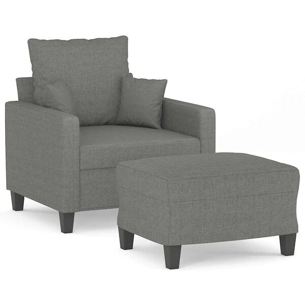 vidaXL Fauteuil avec repose-pied Gris fonc&eacute; 60 cm Tissu