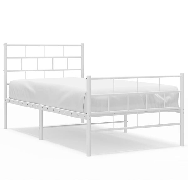vidaXL Cadre de lit m&eacute;tal sans matelas et pied de lit blanc 100x190 cm