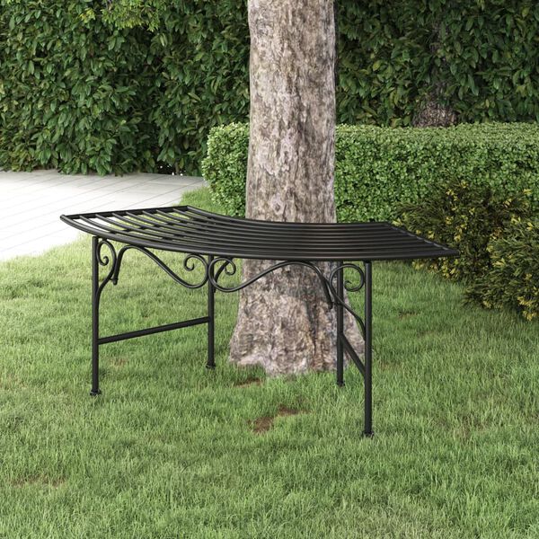 vidaXL Banc tour d'arbre 113 cm Noir Acier