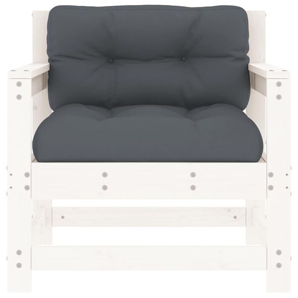 vidaXL Chaises de jardin et coussins lot de 2 blanc bois de pin massif