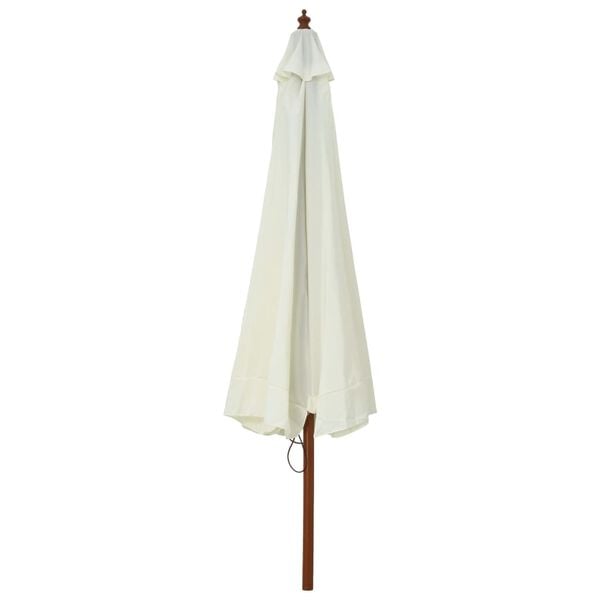 vidaXL Parasol d'extérieur avec mât en bois 330 cm blanc sable