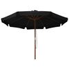 vidaXL Parasol d'ext&eacute;rieur avec m&acirc;t en bois 330 cm Noir