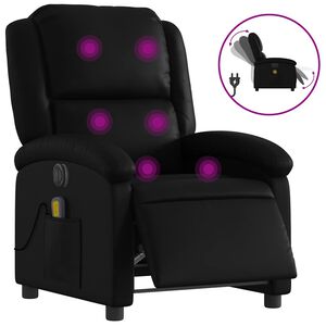 vidaXL Fauteuil inclinable de massage électrique noir similicuir