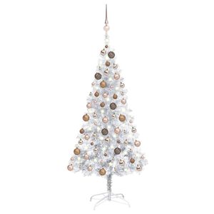 vidaXL Arbre de No&euml;l artificiel pr&eacute;-&eacute;clair&eacute;/boules argent&eacute; 150 cm PET
