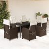 vidaXL Ensemble &agrave; manger de jardin et coussins 7 pcs marron rotin