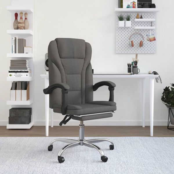 vidaXL Fauteuil inclinable de bureau gris foncé tissu