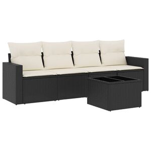 vidaXL Salon de jardin 5 pcs avec coussins noir r&eacute;sine tress&eacute;e