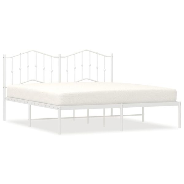 vidaXL Cadre de lit métal sans matelas et tête de lit blanc 183x213 cm