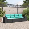 vidaXL Salon de jardin 4 pcs avec coussins noir r&eacute;sine tress&eacute;e