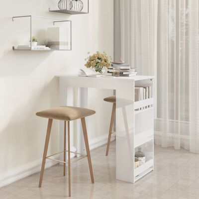 vidaXL Table de bar étagère de rangement Blanc brillant 102x50x103,5cm