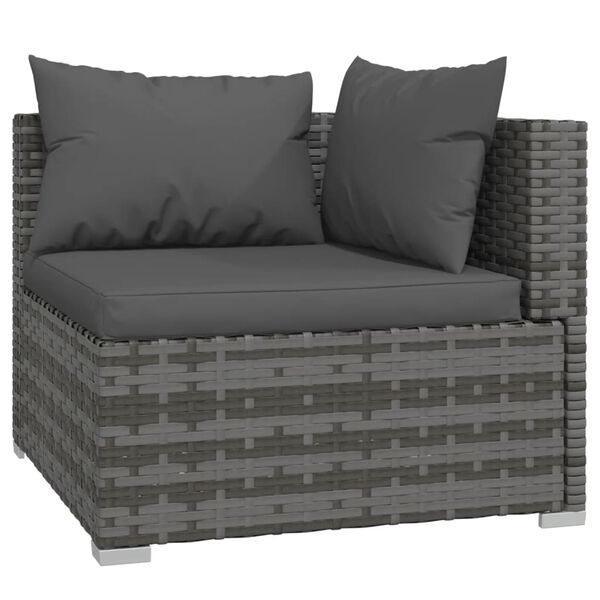 vidaXL Salon de jardin 5 pcs avec coussins R&eacute;sine tress&eacute;e Gris
