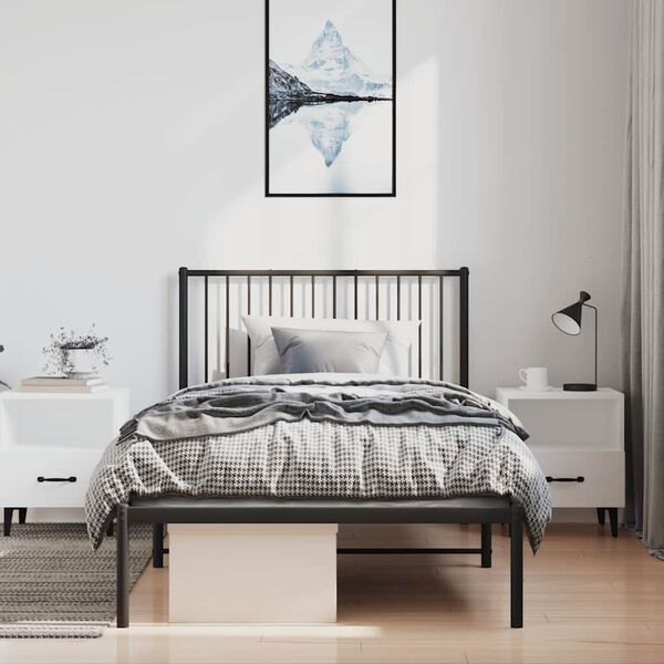 vidaXL Cadre de lit m&eacute;tal sans matelas avec t&ecirc;te de lit noir 100x200cm