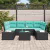 vidaXL Ensemble de canap&eacute; de jardin avec coussin 7 pcs Noir polyrotin
