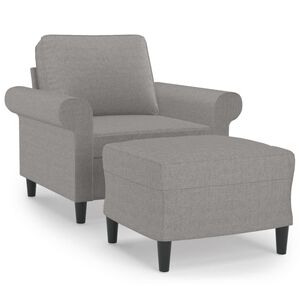vidaXL Fauteuil avec repose-pied Gris clair 60 cm Tissu