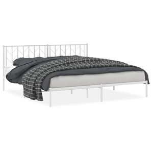 vidaXL Cadre de lit m&eacute;tal sans matelas et t&ecirc;te de lit blanc 193x203 cm