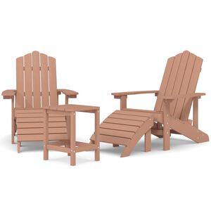 vidaXL Chaises de jardin Adirondack repose-pied et table PEHD Marron