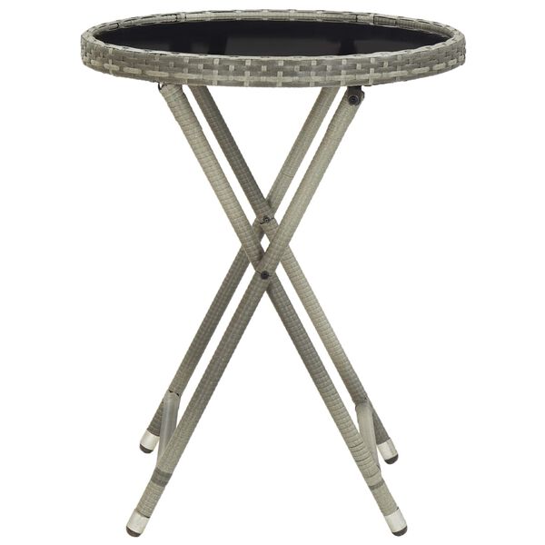 vidaXL Ensemble de bistro de jardin 3 pcs R&eacute;sine tress&eacute;e et verre Gris