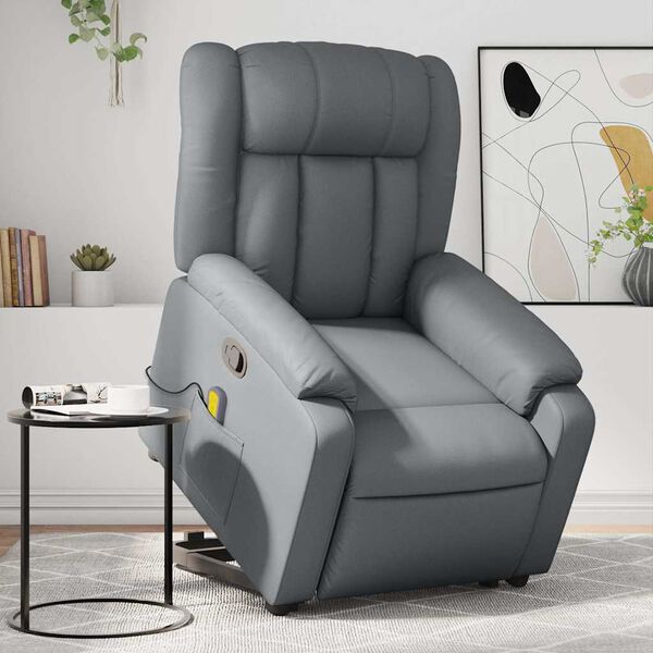 vidaXL Fauteuil inclinable de massage gris similicuir
