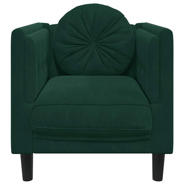 vidaXL Fauteuil avec coussin vert fonc&eacute; velours