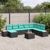 vidaXL Ensemble de canap&eacute; de jardin avec coussin 9 pcs Noir Poly rotin