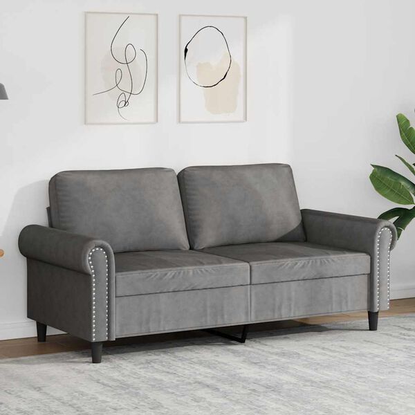 vidaXL Canap&eacute; &agrave; 3 places Gris fonc&eacute; 180 cm Velours