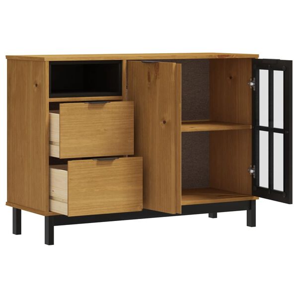vidaXL Buffet avec porte vitrée FLAM 110x40x80 cm bois massif de pin