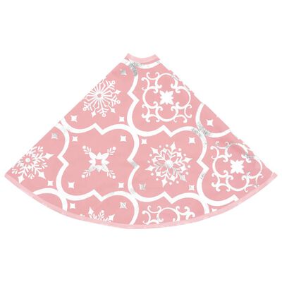 vidaXL Jupe de sapin de Noël de luxe avec chaussette Rose 150 cm Tissu