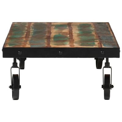 vidaXL Table basse roulettes bois de récupération massif 100x55x26 cm
