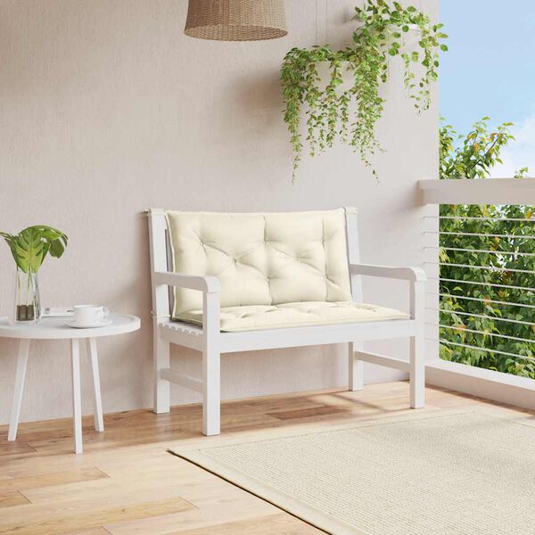 vidaXL Coussin de banc de jardin blanc cr&egrave;me tissu oxford