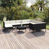 vidaXL Salon de jardin 11 pcs avec coussins R&eacute;sine tress&eacute;e Noir