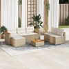 vidaXL Salon de jardin avec coussins 5 pcs beige r&eacute;sine tress&eacute;e acacia